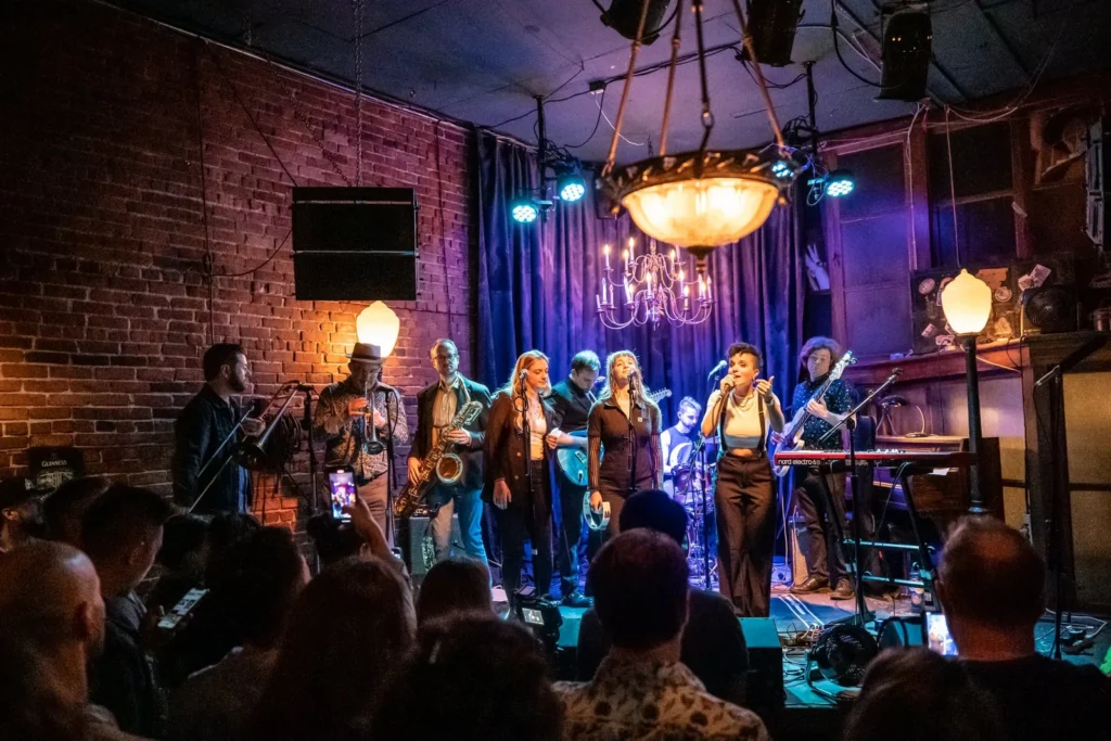 A live band performing inside Conor Byrne Pub in Ballard.
