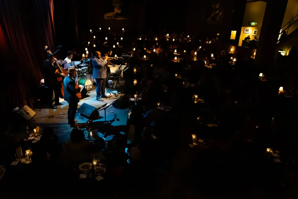 Musicians performing onstage at Dimitriou's Jazz Alley in Seattle.