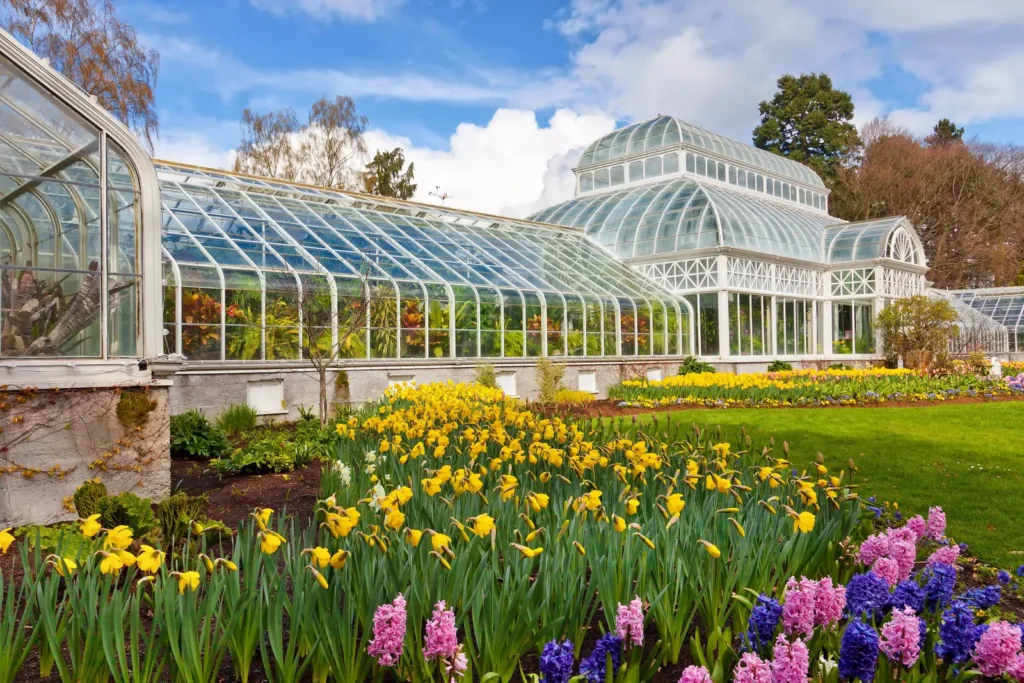 The glass houses and gardens at Volunteer Park Conservatory in Seattle.