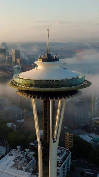 The Space Needle, Seattle is near Queen Anne. This is also seen from the Kerry Park.